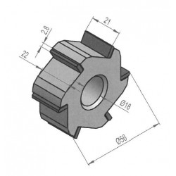 Tungstênio fresa de metal duro de tungstênio 6 picos / mm 56x22x25